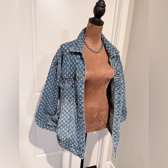 Jaded London Distressed Denim Jacket | Textured Oversized Jean Jacket - Picture 2 of 10